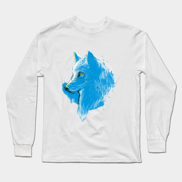 blue wolf Long Sleeve T-Shirt by kharmazero